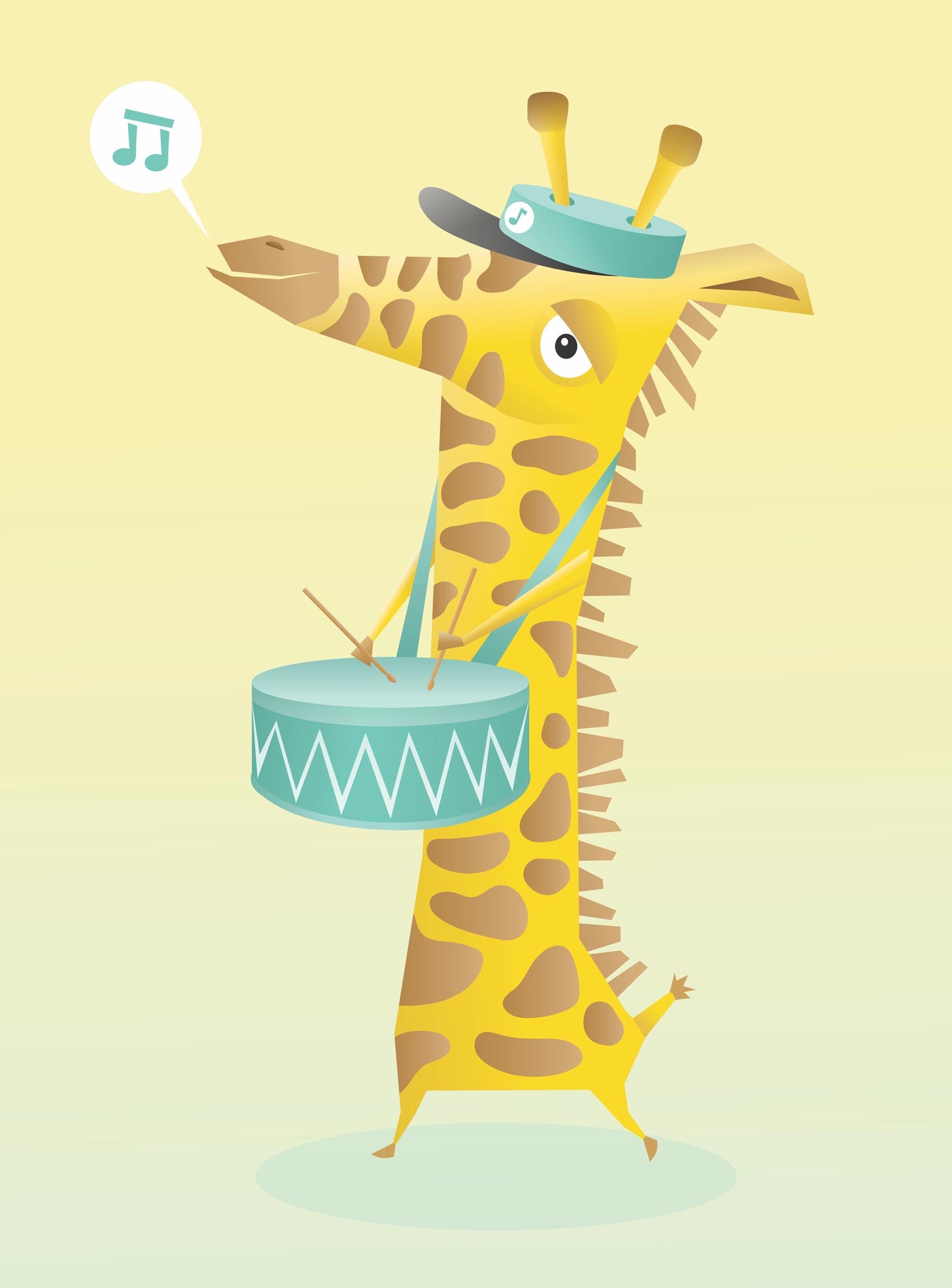 Giraff med tromme, blå