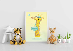 Giraff med tromme, blå