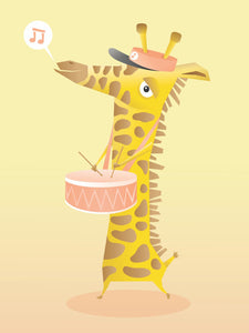 Giraff med tromme, rosa