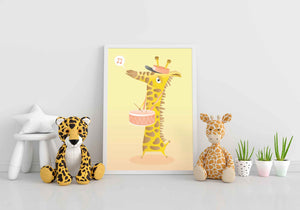 Giraff med tromme, rosa