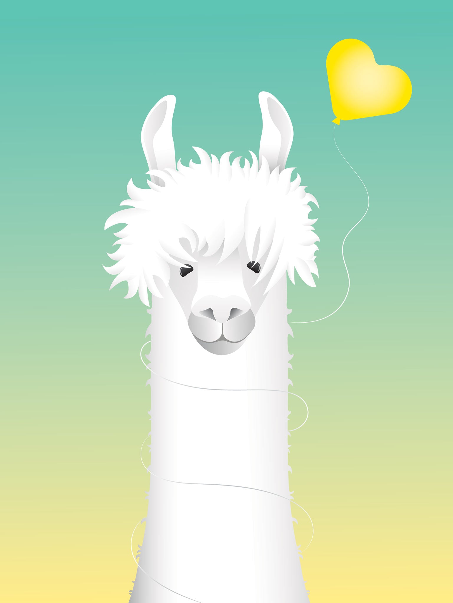 Lama med ballong, turkis