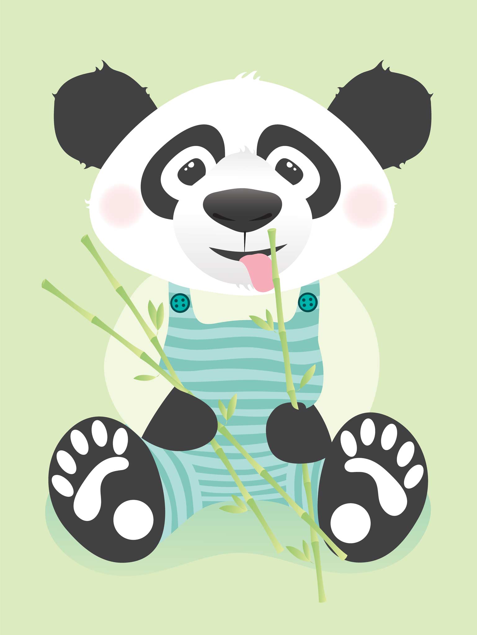 Panda med bambus, grøn
