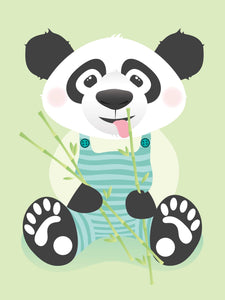 Panda med bambus, grøn