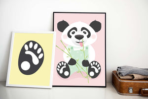Panda med bambus, rosa